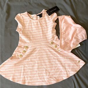 New with Tags Tommy Hilfiger Pink & White Striped Pique Knit Dress: 24 m…
